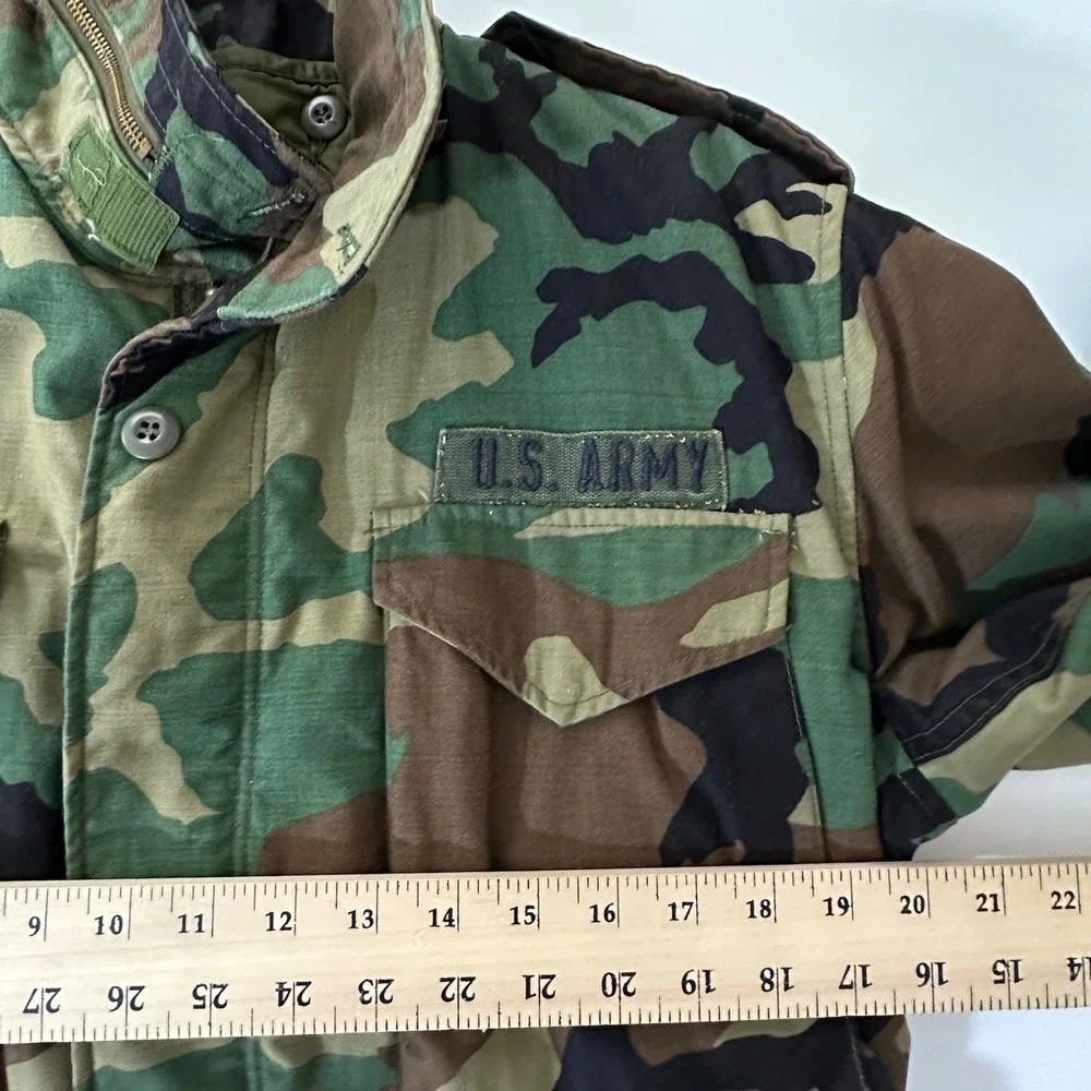 VTG 1974 US Army M-65 Field Jacket S Woodland Camo Coat Liner Military Tactical